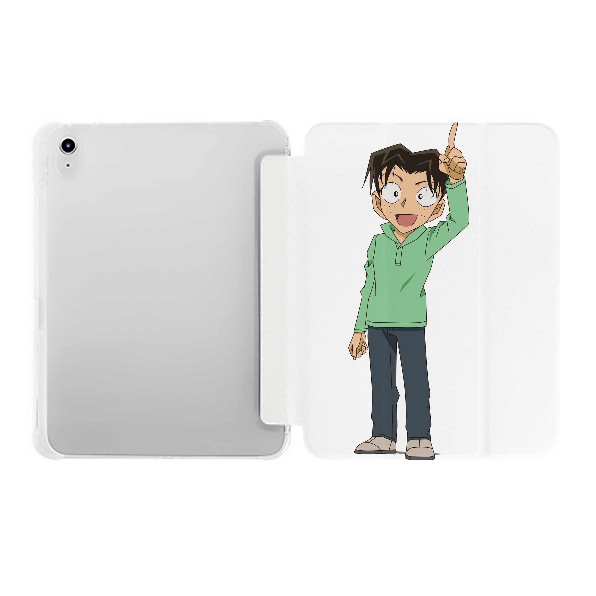 （画像用） 名探偵コナン 円谷 光彦 つぶらや みつひこ Detective Conan Mitch Tennyson IPad ケース ペン収納付き 三つ折りスタンド PUレザー×シリコン 対応機種9.5/10.5/10.9インチ